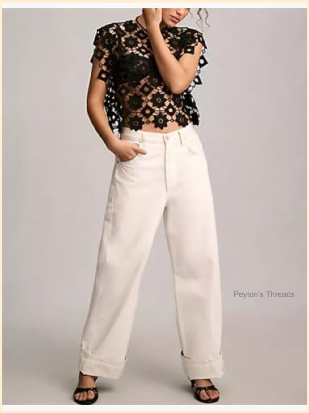 Lace Hollow Out Sleeveless Crewneck Vest Cover Up Summer Going Out Top - Picture 4 of 7